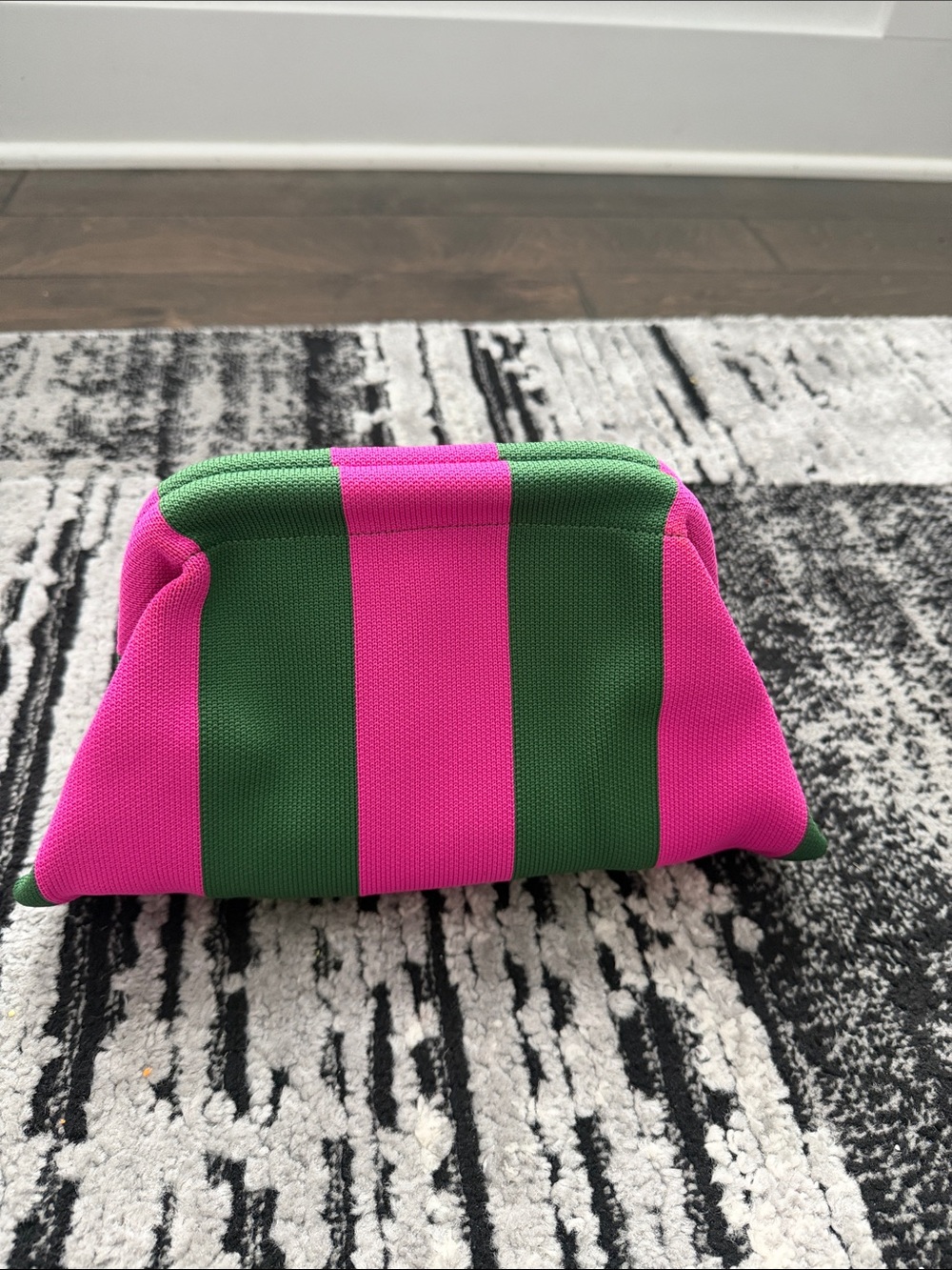 Green & Pink Striped Women's Pouch
